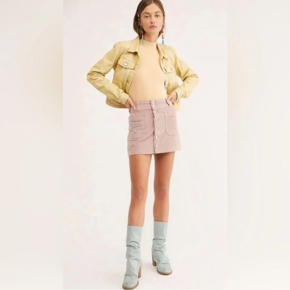 WE THE FREE NWOT Joanie Cord Skirt in Pink Rose - Picture 3 of 10